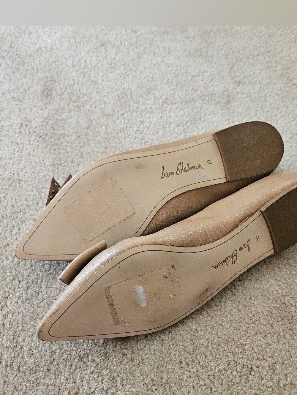 Sam Edelman Studded Bow Pointed Leather Flats Brown 10 EUC - Picture 5 of 6